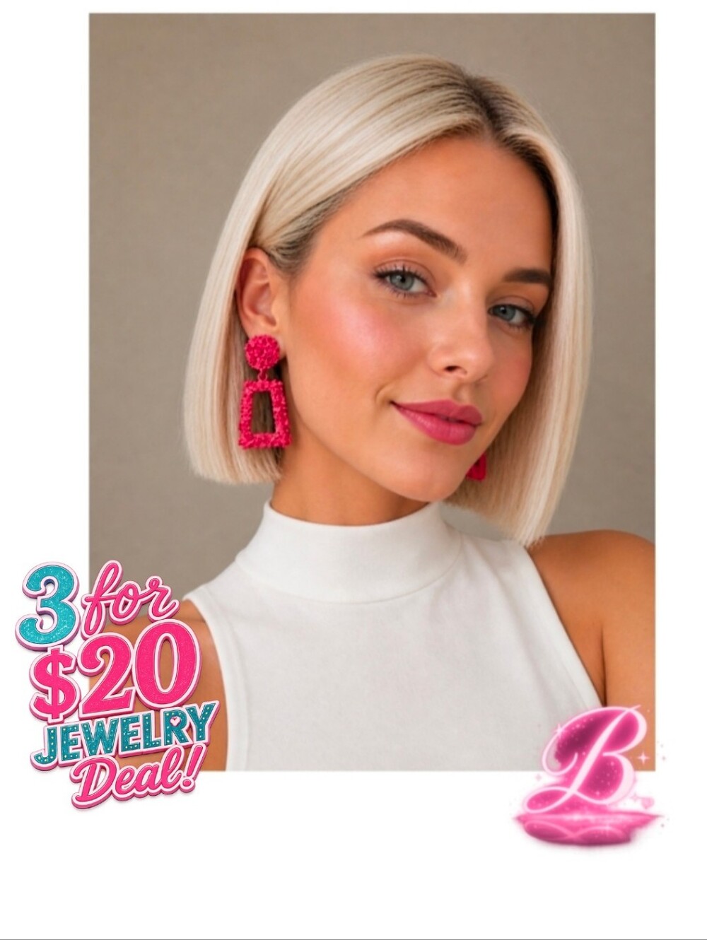 3/$20 Pink Textured Statement Earrings - NWT